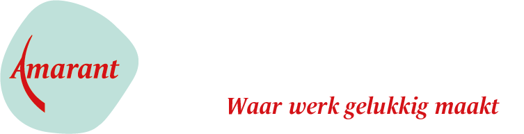 Amarant logo FC met slogan waar werk gelukkig maakt